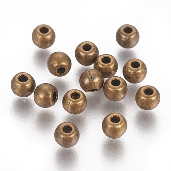 Tibetan Style Alloy Beads, Lead Free & Nickel Free & Cadmium Free, Antique Bronze Color, Round, 5 mm in diameter, hole: 1.5mm