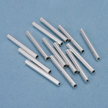 304 Stainless Steel Tube Beads, Silver, 27x3mm, Hole: 1.8mm