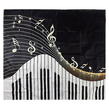 Piano Pattern Linen Tablecloth, for Home Decorations, Square, Black, 1370x1370x0.6mm