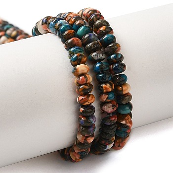 Natural Howlite Beads Strands, Dyed, Rondelle, Colorful, 4.5x2.5mm, Hole: 0.6mm, about 157pcs/strand, 15.75''(40cm)