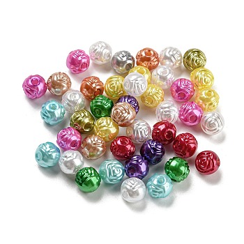 Baking Painted ABS Plastic Beads, Flower, Dyed, Mixed Color, 8x7.5mm, Hole: 1.8mm, about 2100pcs/500g