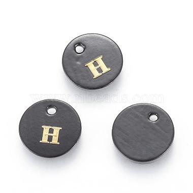 Golden Black Flat Round Freshwater Shell Charms