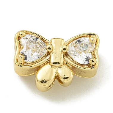 Clear Bowknot Brass+Cubic Zirconia Beads