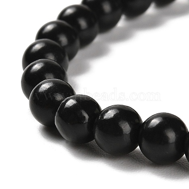 Natürliche Schungit-Stretcharmbänder mit runden Perlen(BJEW-NH0001-01B)-2