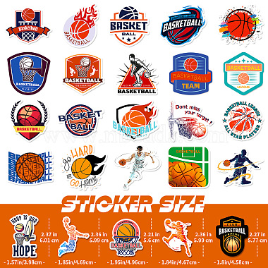 50Pcs Basketball Themed PVC Self-Adhesive Stickers(PW-WG86843-01)-4