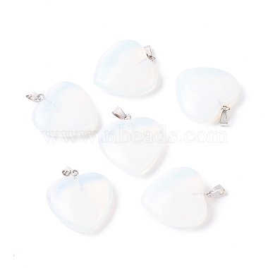 Platinum Heart Opalite Pendants