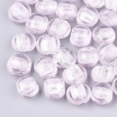 12mm Pink Flat Round Silver Foil Beads
