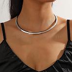Alloy Circle Ring Choker Necklaces for Women, Platinum, Inner Diameter: 5.12 inch(13cm)(FS-WGE9154-02)