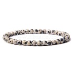 Natural Dalmatian Jasper Beads Stretch Bracelets, Round, 4mm(RM4767-2)