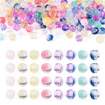 120Pcs 8 Colors Transparent Glass Beads, Halloween Pumpkin, Mixed Color, 10x10.5x9.5mm, Hole: 1.2mm, 15pcs/color(GLAA-TA0004-25)