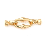Brass Fold Over Clasps, Cadmium Free & Nickel Free & Lead Free, Real 18K Gold Plated, Ring: 18x11.5x4.5mm, Clasp: 12x6.5x5.5mm(KK-M270-16G)