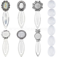 DIY Blank Dome Bookmark Making Kit, Including Zinc Alloy & Iron Bookmarks Settings, Glass Cabochons, Antique Silver, 12Pcs/box(DIY-SC0022-94)