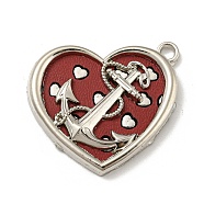 Alloy Pendants, with Imitation Leather, Platinum, Heart, Dark Red, 31x32x4mm, Hole: 3mm(PALLOY-A007-17P-01)