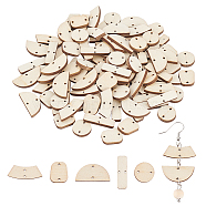 20 Sets 5 Sizes Undyed Wood Connector Charms, Geometric Links, Mixed Shapes, BurlyWood, 9.5~23x6.5~24x2.5mm, Hole: 1~1.2mm(WOOD-OC0002-93)
