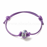 Natural Ocean White Jade(Dyed) Rondelle Beaded Cord Bracelet, Gemstone Adjustable Bracelet for Women, Purple, Inner Diameter: 1-3/4~3-1/8 inch(4.3~7.9cm)(BJEW-JB08057-04)