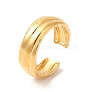 Ion Plating(IP) 304 Stainless Steel Lined Open Cuff Ring for Women, Real 18K Gold Plated, US Size 7(17.4mm)(RJEW-E063-29G)