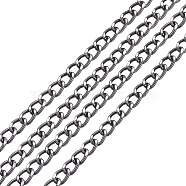 3m Aluminium Twisted Curb Chains, Diamond Cut Chains, Unwelded, Faceted, Gunmetal, 10x6.5x1.8mm(CHA-YW0001-04B)