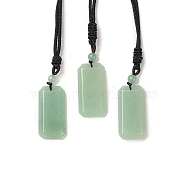 Natural Green Aventurine Rectangle Pendant Necklace with Nylon Cord for Women, 25.98~27.17 inch(66~69cm)(NJEW-C001-01A-01)
