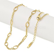 Ion Plating(IP) 304 Stainless Steel Oval Link Chain Necklaces for Women, Golden, 15.55 inch(39.5cm)(NJEW-K276-04C-G)