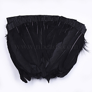 Goose Feather Fringe Trimming, Costume Accessories, Dyed, Black, 145~195mm, about 2m/bag(FIND-T037-05A)