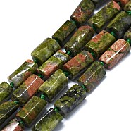 Natural Unakite Beads Strands, Nuggets, 6~12x6~7mm, Hole: 0.8mm, about 26~35pcs/strand, 15.55''~16.14''(39.5~41cm)(G-O170-135)