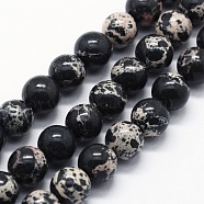 Synthetic Imperial Jasper Beads Strands, Dyed, Round, Black, 8mm, Hole: 0.8mm, about 47pcs/strand, 14.96 inch(38cm)(G-I199-35-8mm-G)