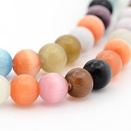 Cat Eye Beads, Round, Mixed Color, 6mm, Hole: 1mm(X-CE004)