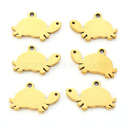 Vacuum Plating 304 Stainless Steel Charms, Laser Cut, Tortoise, Golden, 9.5x15x1mm, Hole: 1.2mm(X-STAS-N092-30G)