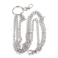 Iron Three-Tiered Chain Belts, with Aluminum End Chains, Curb Chains and Lobster Claw Clasps, Platinum, 20.16 inch(51.2cm)(AJEW-WH0098-67C)