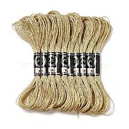 10 Skeins 12-Ply Metallic Polyester Embroidery Floss, Glitter Cross Stitch Threads for Craft Needlework Hand Embroidery, Friendship Bracelets Braided String, Dark Goldenrod, 0.8mm, about 8.75 Yards(8m)/skein(OCOR-Q057-A14)