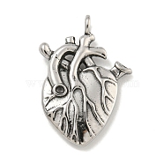 316 Surgical Stainless Steel Pendants, Human Heart Charm, Antique Silver, 30.5x21x5mm, Hole: 3mm(STAS-E212-38AS)