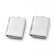 Non-Tarnish 304 Stainless Steel Locket Pendants, Photo Frame Charms for Necklaces, Rectangle, Stainless Steel Color, Tray: 15x9.5mm, 26x19x4.5mm, Hole: 2mm(STAS-K192-08P)