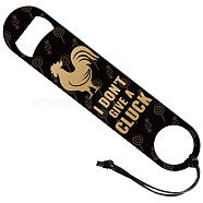 201 Stainless Steel Bottle Opener, with PU Leather Cord, Rectangle, Rooster Pattern, 178x38x2mm(AJEW-WH0393-009)