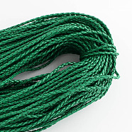 Braided Imitation Leather Cords, Round Bracelet Findings, Green, 3x3mm, about 103.89 yards(95m)/bundle(LC-S005-012)