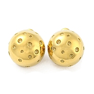 304 Stainless Steel Stud Earrings, Half Round, Real 14K Gold Plated, 20x20mm(EJEW-M233-14G)