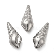 304 Stainless Steel Beads, No Hole, Conch, Stainless Steel Color, 32x12.5x9mm(STAS-B035-13P)