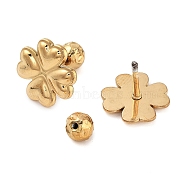 Ion Plating(IP) 304 Stainless Steel Stud Earrings for Women, Clover, Golden, 12x12mm(EJEW-G397-01G)