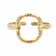 304 Stainless Steel Oval Open Cuff Ring, Hollow Chunky Ring for Women, Golden, US Size 6 3/4(17.1mm)(RJEW-T023-81G)