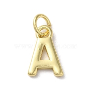 Rack Plating Brass Pendants, Cadmium Free & Lead Free, Long-Lasting Plated, Real 18K Gold Plated, Letter A, 11.5x7.5x1.5mm, Hole: 3.2mm(KK-P245-06G-A)