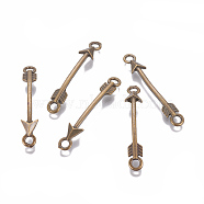 Alloy Links connectors, Arrow, Antique Bronze, 43x6x3mm, Hole: 3mm(PALLOY-E217-AB)