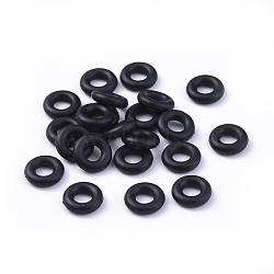 Rubber O Rings, Donut Spacer Beads, Fit European Clip Stopper Beads, Black, about 7mm in diameter, 1.9mm thick, 3.2mm inner diameter(NFC002-2)