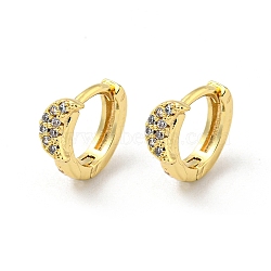 Brass Micro Pave Cubic Zirconia Hoop Earring, Real 18K Gold Plated, Ring, 12x4mm(EJEW-C088-14B-G)