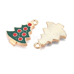 Christmas Theme Alloy Enamel Pendants, Cadmium Free & Lead Free, Light Gold, Christmas Tree, 23x16x2.5mm, Hole: 2mm(ENAM-T020-10G)