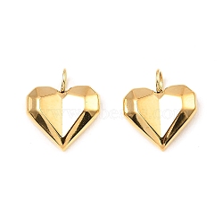 304 Stainless Steel Charms, Heart Charm, Real 18K Gold Plated, 13x11x3mm, Hole: 3mm(X-STAS-A089-27G)