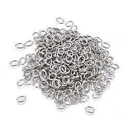 Tarnish Resistant 304 Stainless Steel Jump Rings, Open Jump Rings, Oval, Stainless Steel Color, 18 Gauge, 7x5x1mm, Inner Diameter: 3x5mm(STAS-F250-11P-Q)