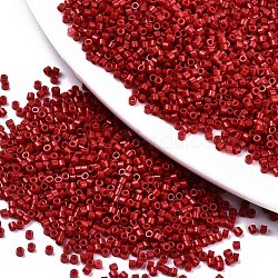 11/0 Grade A Glass Seed Beads, Cylinder, Uniform Seed Bead Size, Baking Paint, Dark Red, 1.5x1mm, Hole: 0.5mm, about 2000pcs/10g(X-SEED-S030-1003)