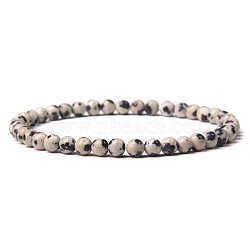 Natural Dalmatian Jasper Beads Stretch Bracelets, Round, 4mm(RM4767-2)