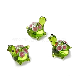 Handmade Lampwork Beads, Turtle, Yellow Green, 18.5~20x14.5~17.5x16.5mm, Hole: 1.8mm(LAMP-D015-03)