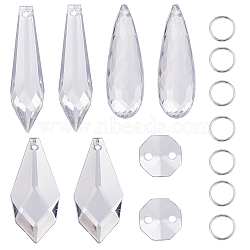 SUNNYCLUE Jewelry Making Finding Kit,Including  Kite & Bullet & Teardrop & Octagon Acrylic Pendants & Link Connector, Brass Split Rings, Clear, 220Pcs/bag(DIY-SC0022-09)