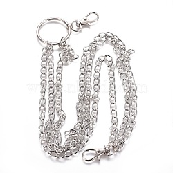 Iron Three-Tiered Chain Belts, with Aluminum End Chains, Curb Chains and Lobster Claw Clasps, Platinum, 20.16 inch(51.2cm)(AJEW-WH0098-67C)